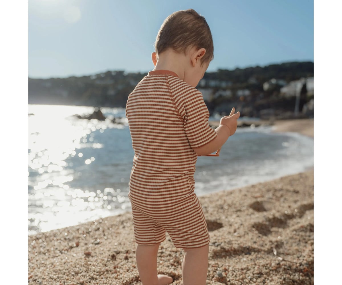 Bañador con Cremallera Ocean Brown Stripes