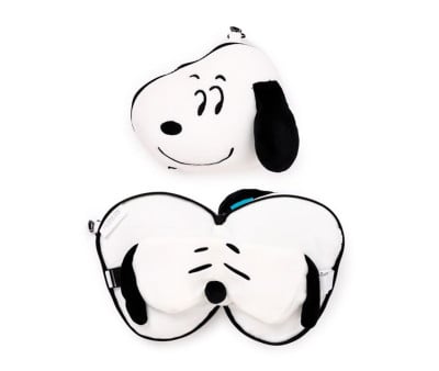 Almofada de viagem Relaxeazzz Peanuts Snoopy com máscara