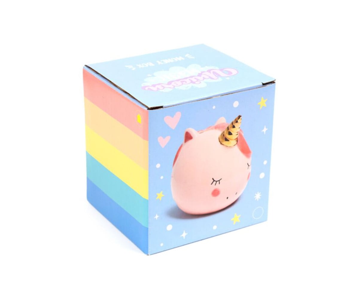 Hucha de Cerámica Unicornio Arcoíris Encantado Rosa