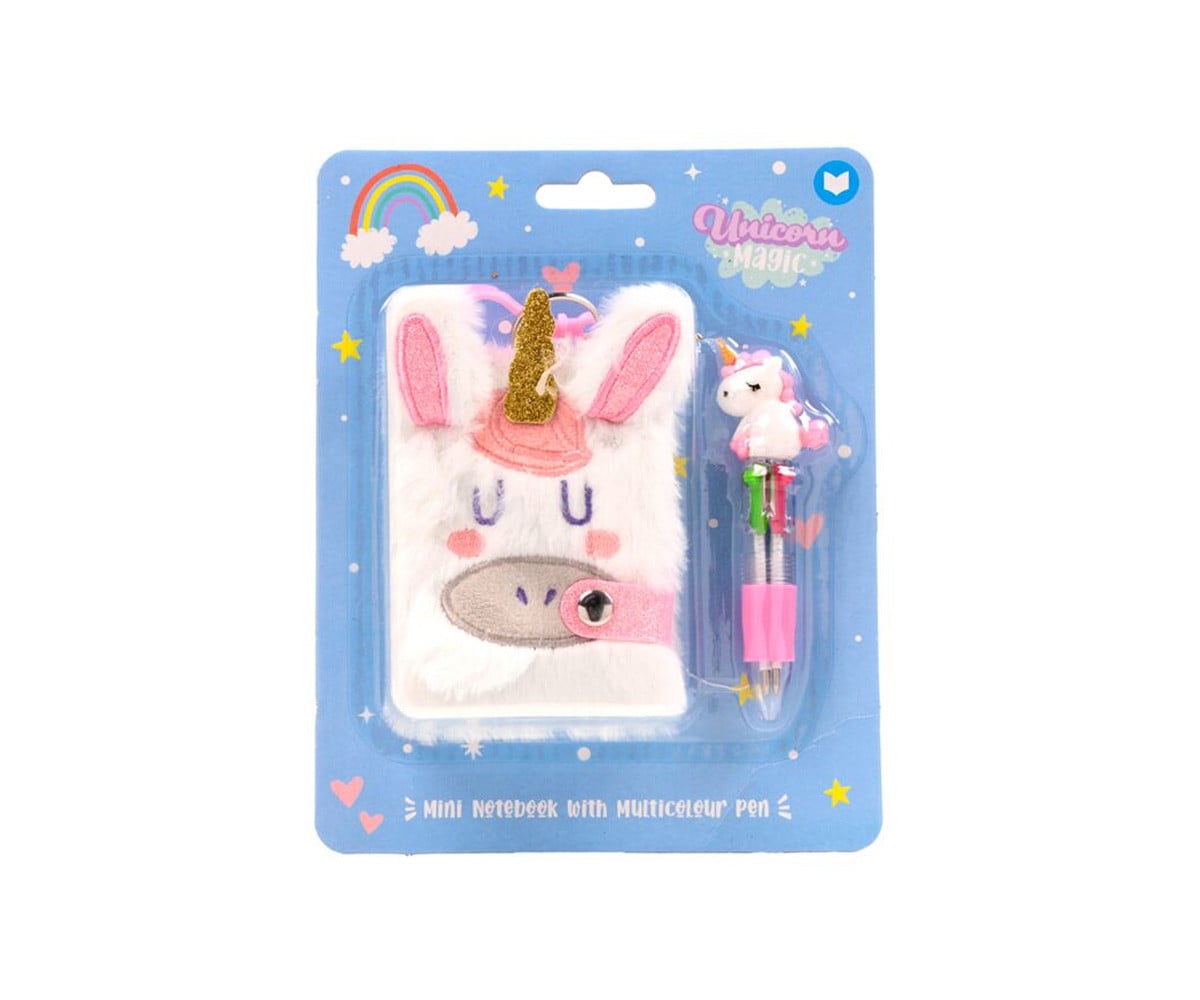Mini Bloc-Notes en Peluche avec Stylo Licorne Magique