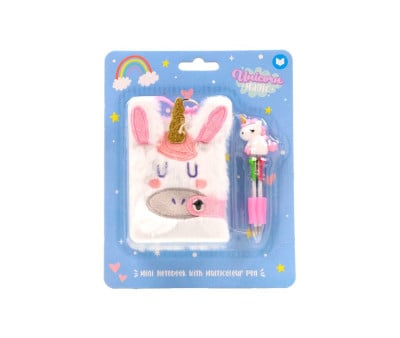 Mini Bloc-Notes en Peluche avec Stylo Licorne Magique