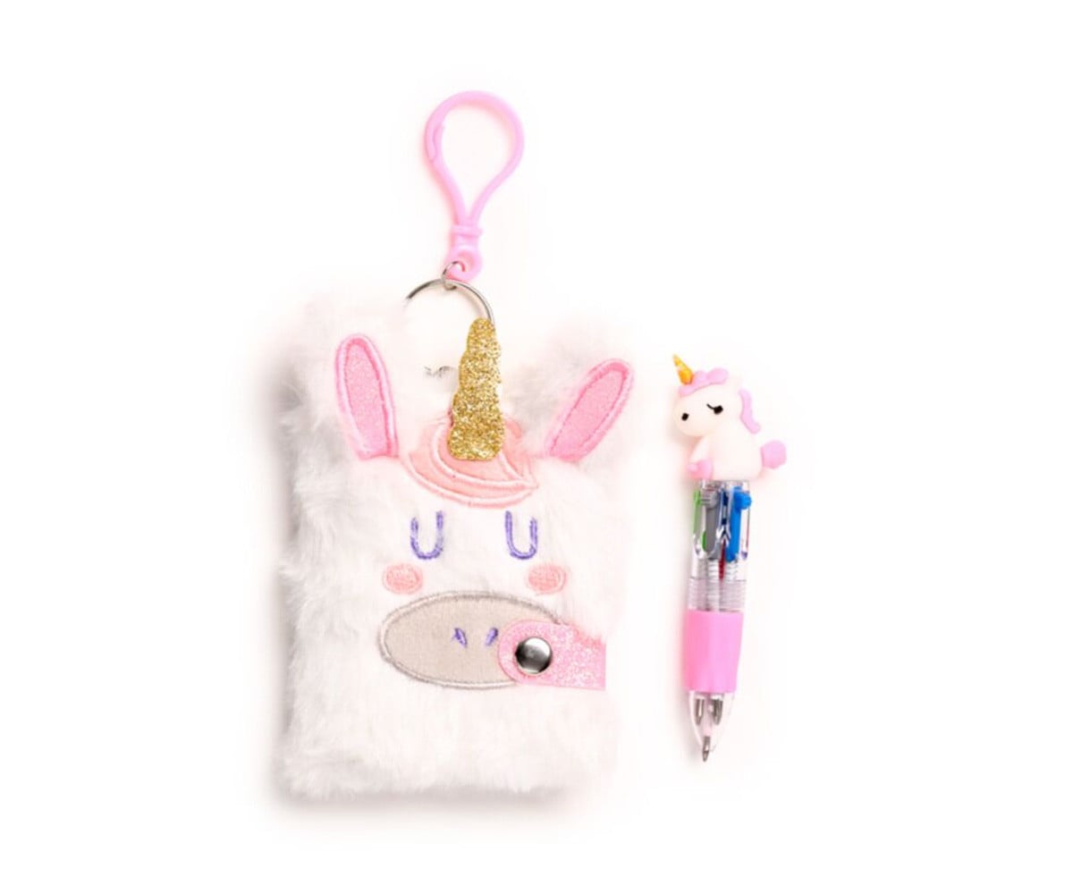Mini Bloc-Notes en Peluche avec Stylo Licorne Magique