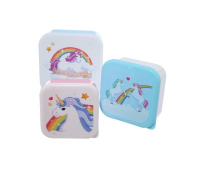 3 Rainbow Unicorn Lunch Boxes