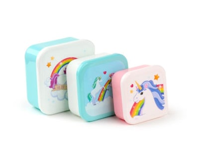 3 Rainbow Unicorn Lunch Boxes