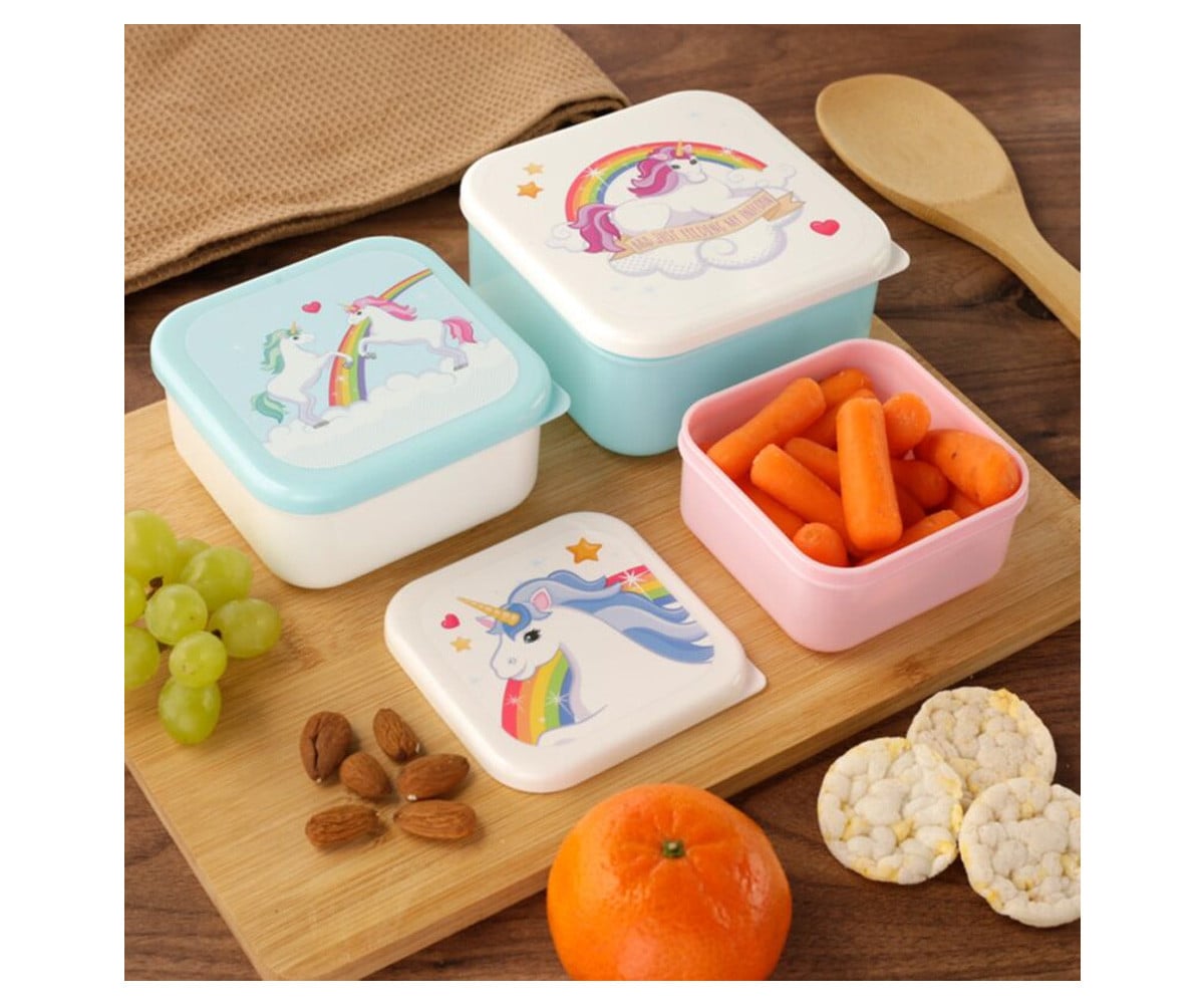 3 Rainbow Unicorn Lunch Boxes