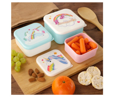 3 Rainbow Unicorn Lunch Boxes
