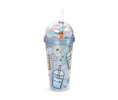 Bicchiere Plastica a Doppia Parete con Cannuccia Bubble Tea