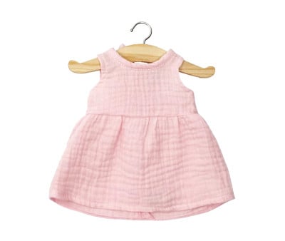 Robe Faustine sans Manches en Gaze de Coton Fraise pour Poupées Gordis et Cuties