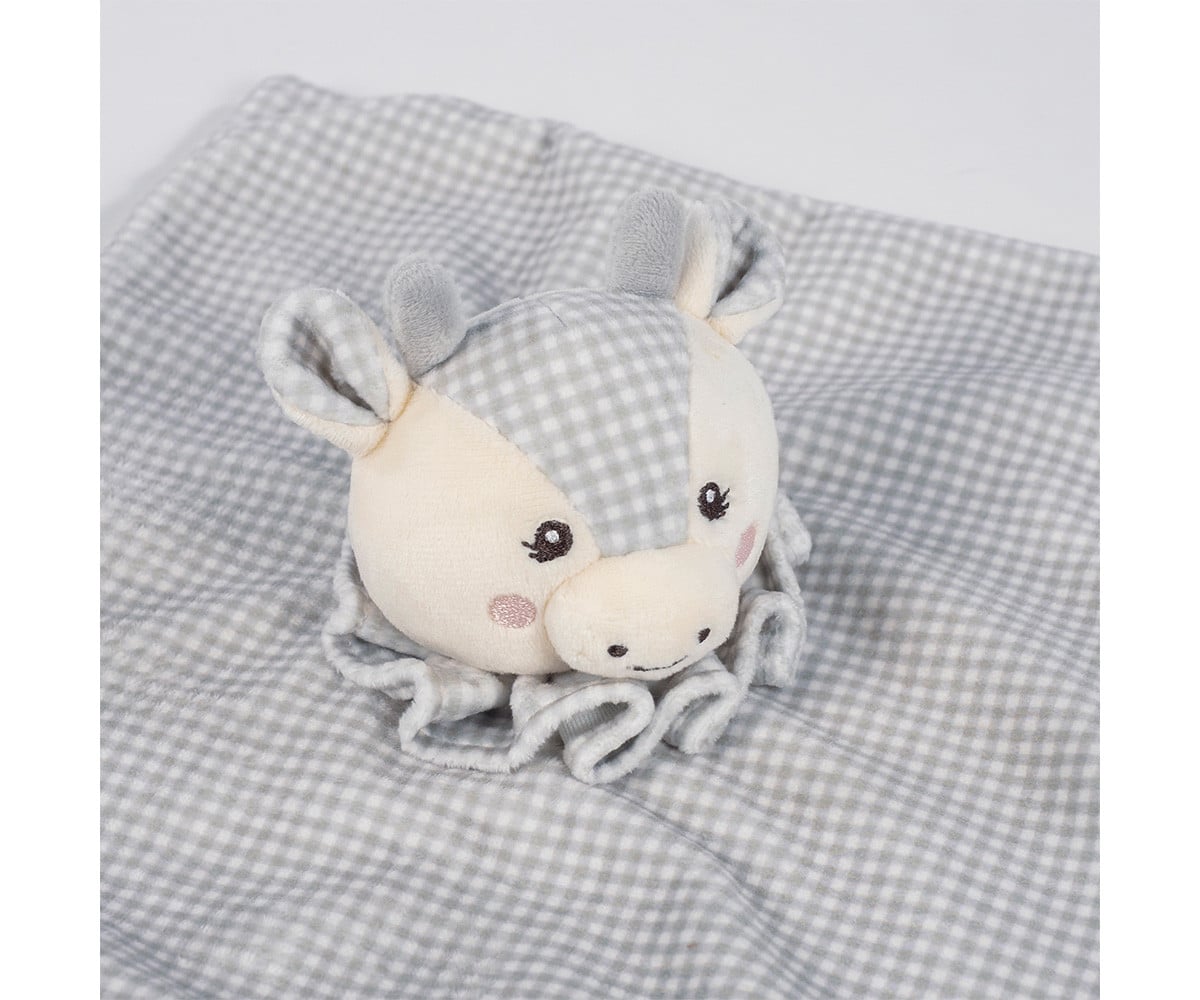 Doudou Vache Little Bloom Gris Personnalisable