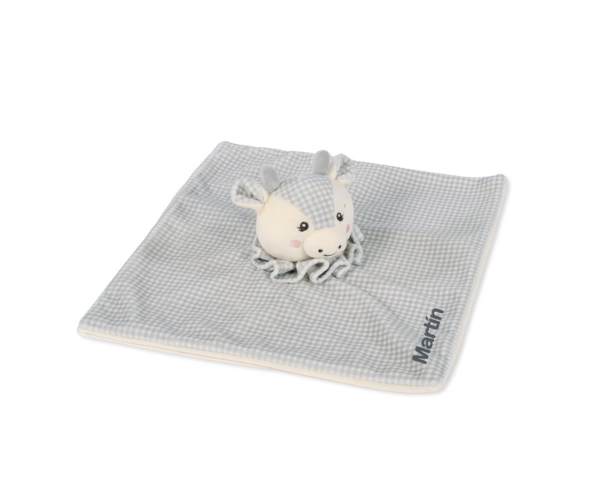 Doudou Vache Little Bloom Gris Personnalisable