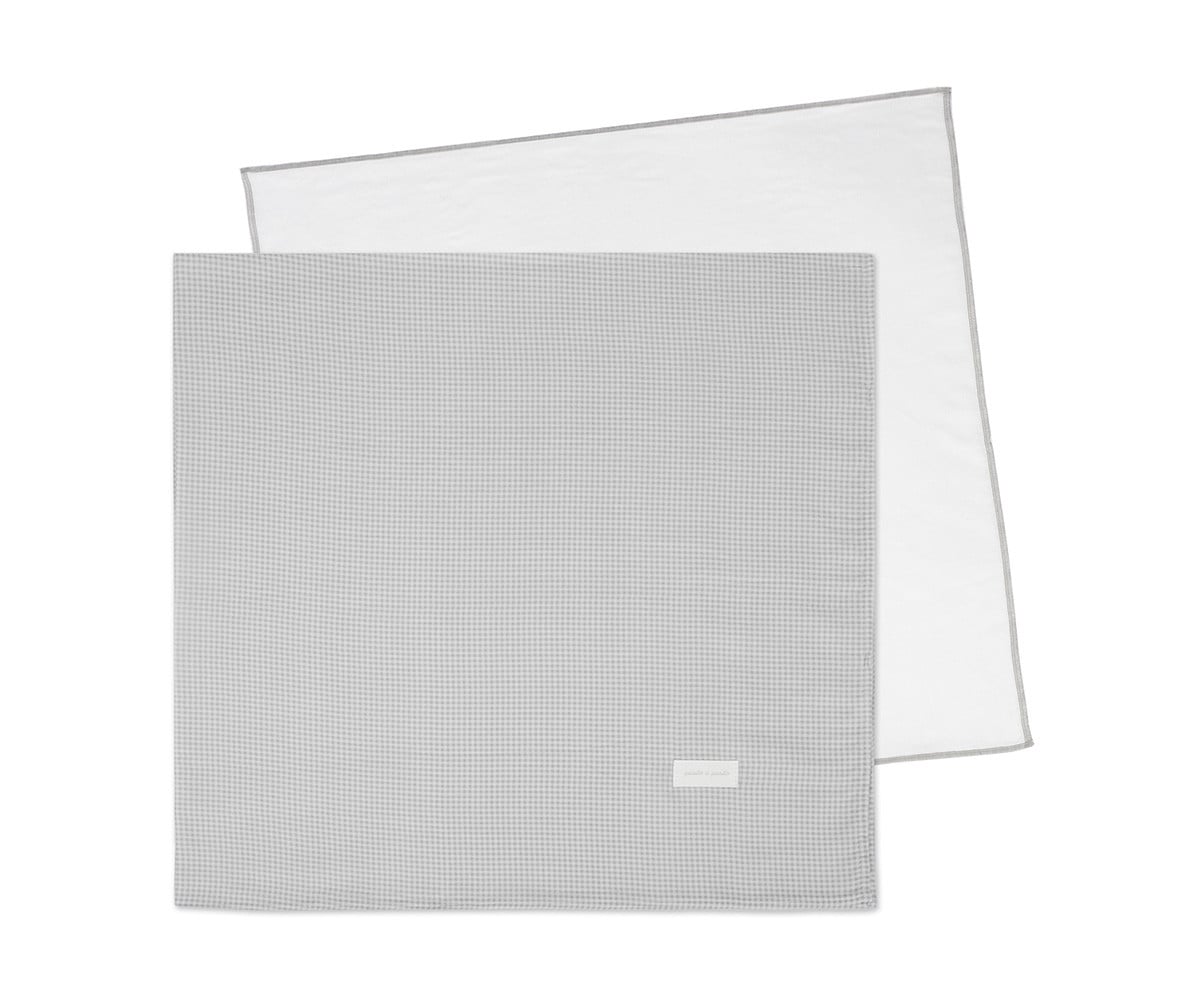 Lot de 2 Langes Little Bloom Vichy Gris 70 x 70 cm