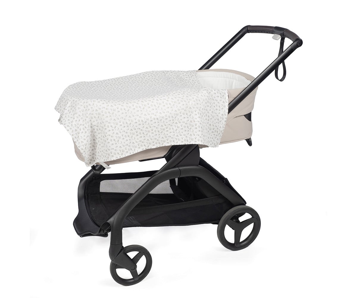 Lot de 2 Langes Little Bloom Fleurs Grises 70 x 70 cm