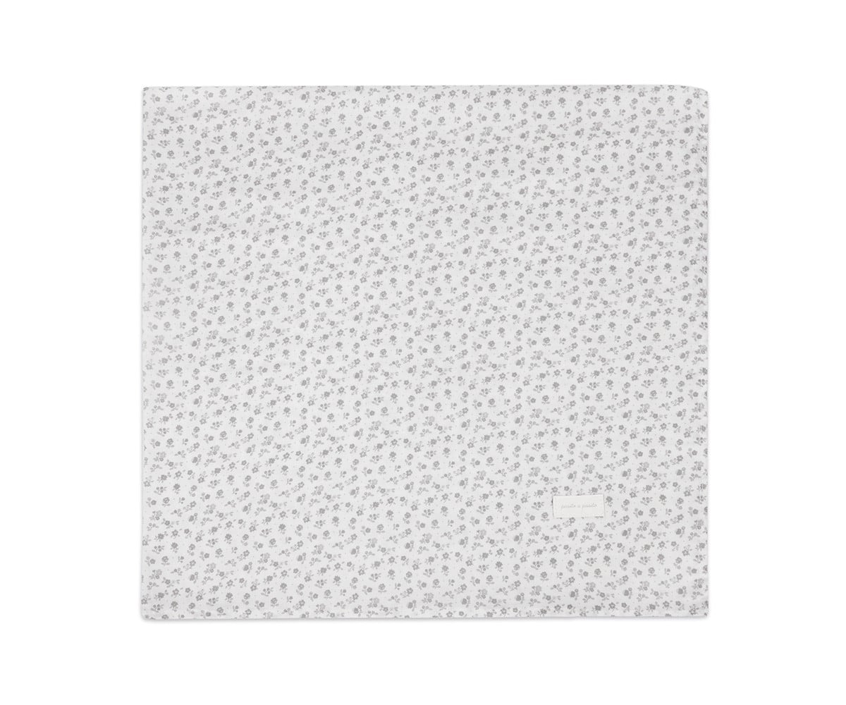 Lot de 2 Langes Little Bloom Fleurs Grises 70 x 70 cm