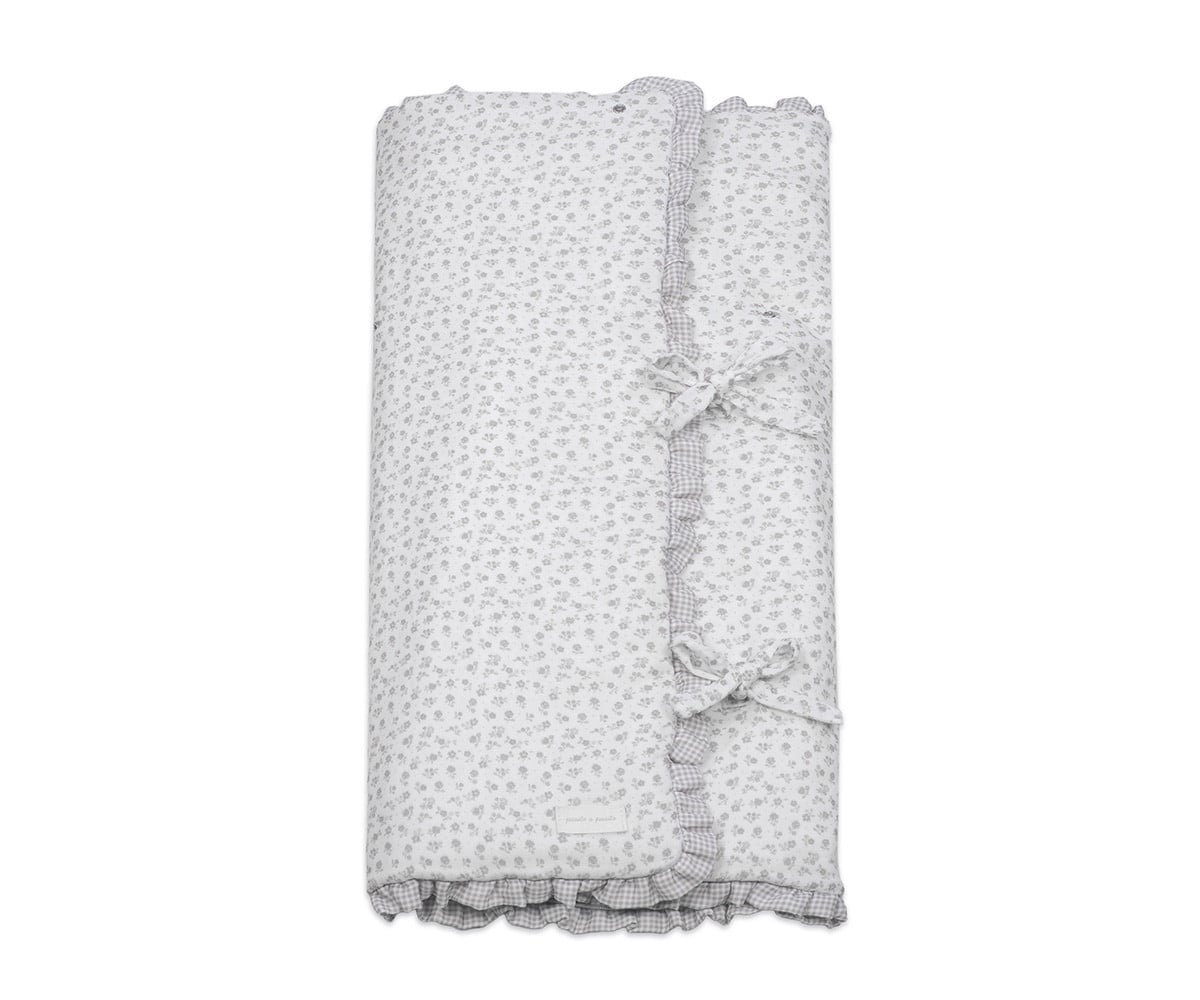 Couverture d\'Emmaillotage Little Bloom Fleurs Grises