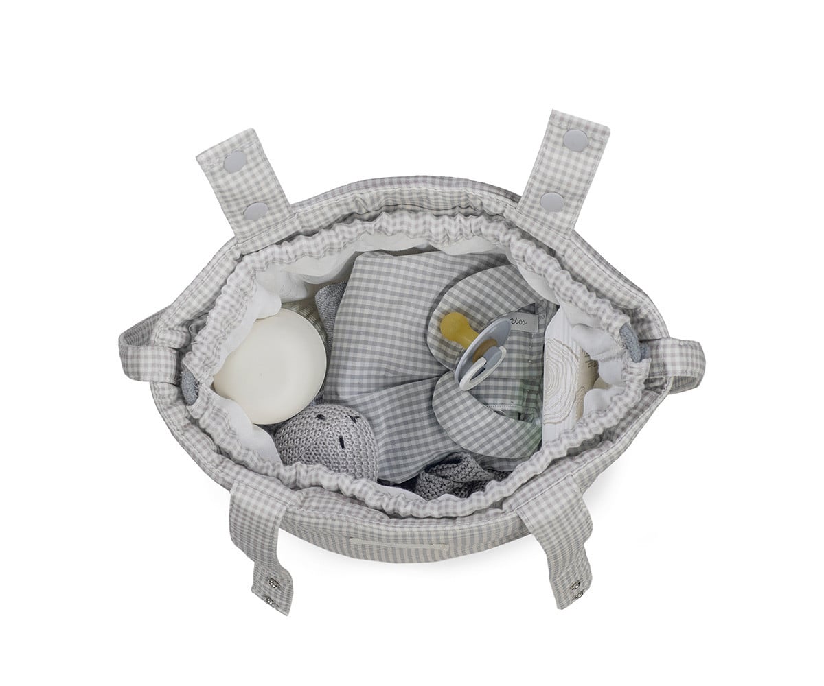 Bolsa Bucket Little Bloom Vichy Gris