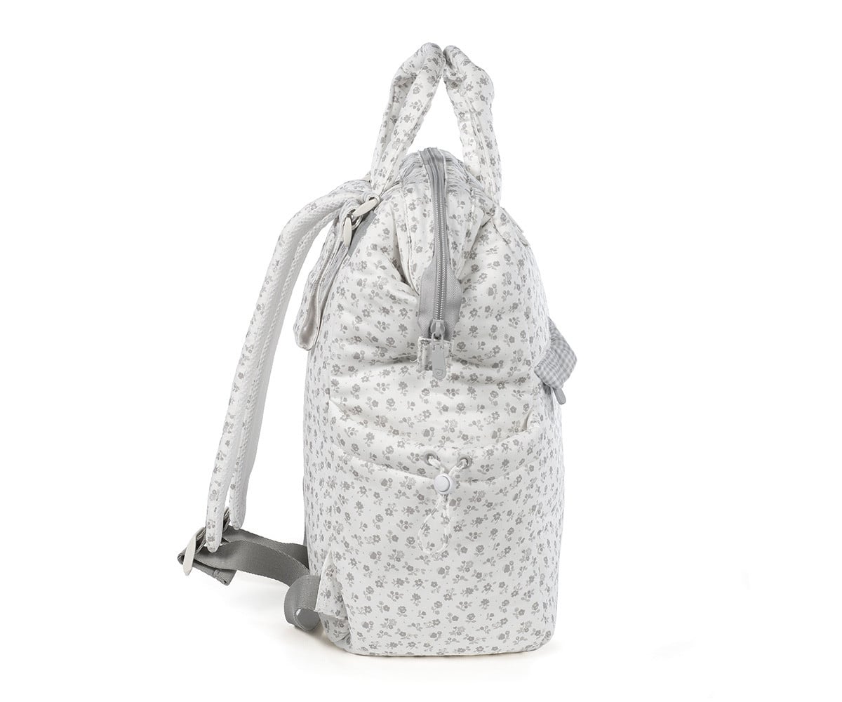 Sac à Dos à Langer Little Bloom Fleurs Grises