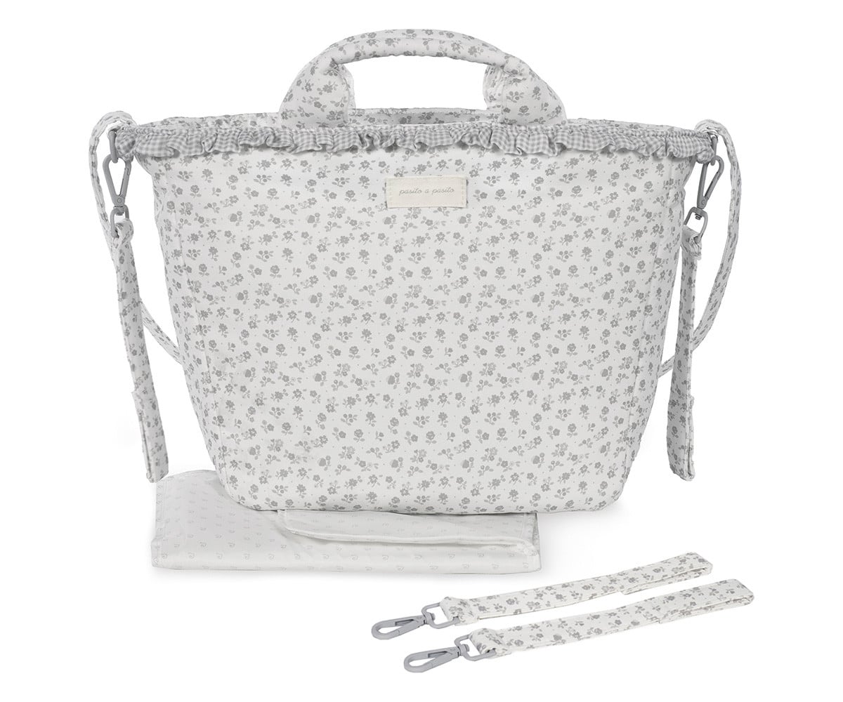 Sac à Langer Little Bloom Fleurs Grises