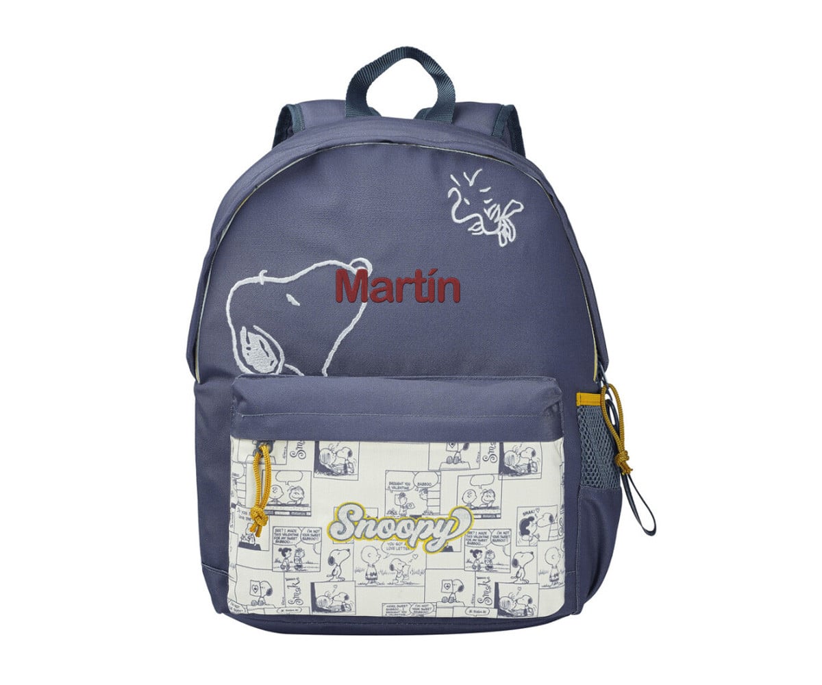 Mochila escolar adaptável Snoopy Car personalizável