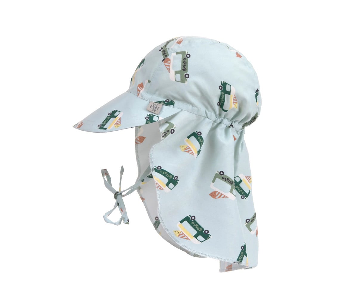 Chapeau de Plage Anti UV Flap Ice Cream Truck Illusion Blue