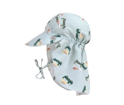 Chapeau de Plage Anti UV Flap Ice Cream Truck Illusion Blue