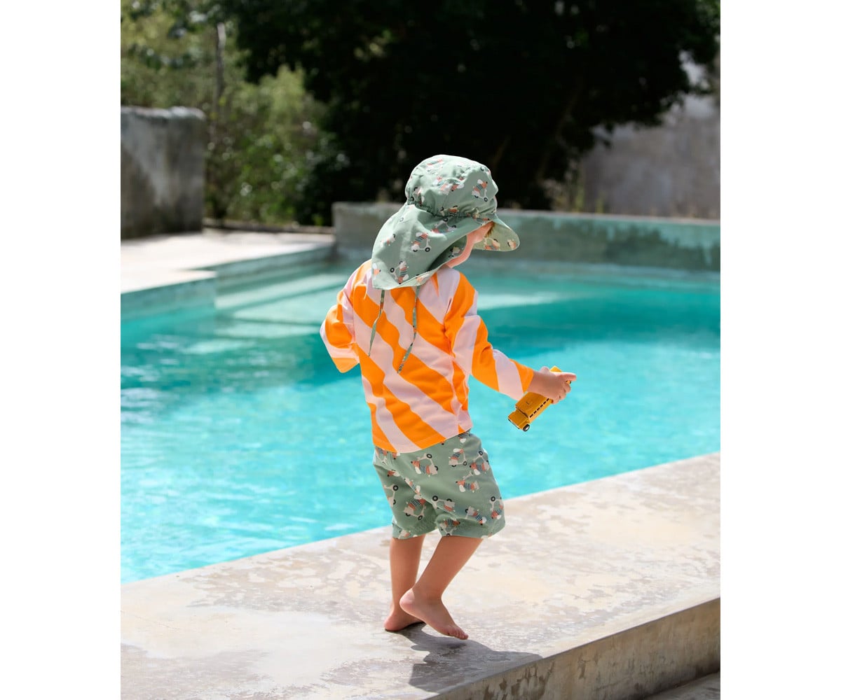 Chapeau de Plage Anti UV Flap Scooter Dog Green