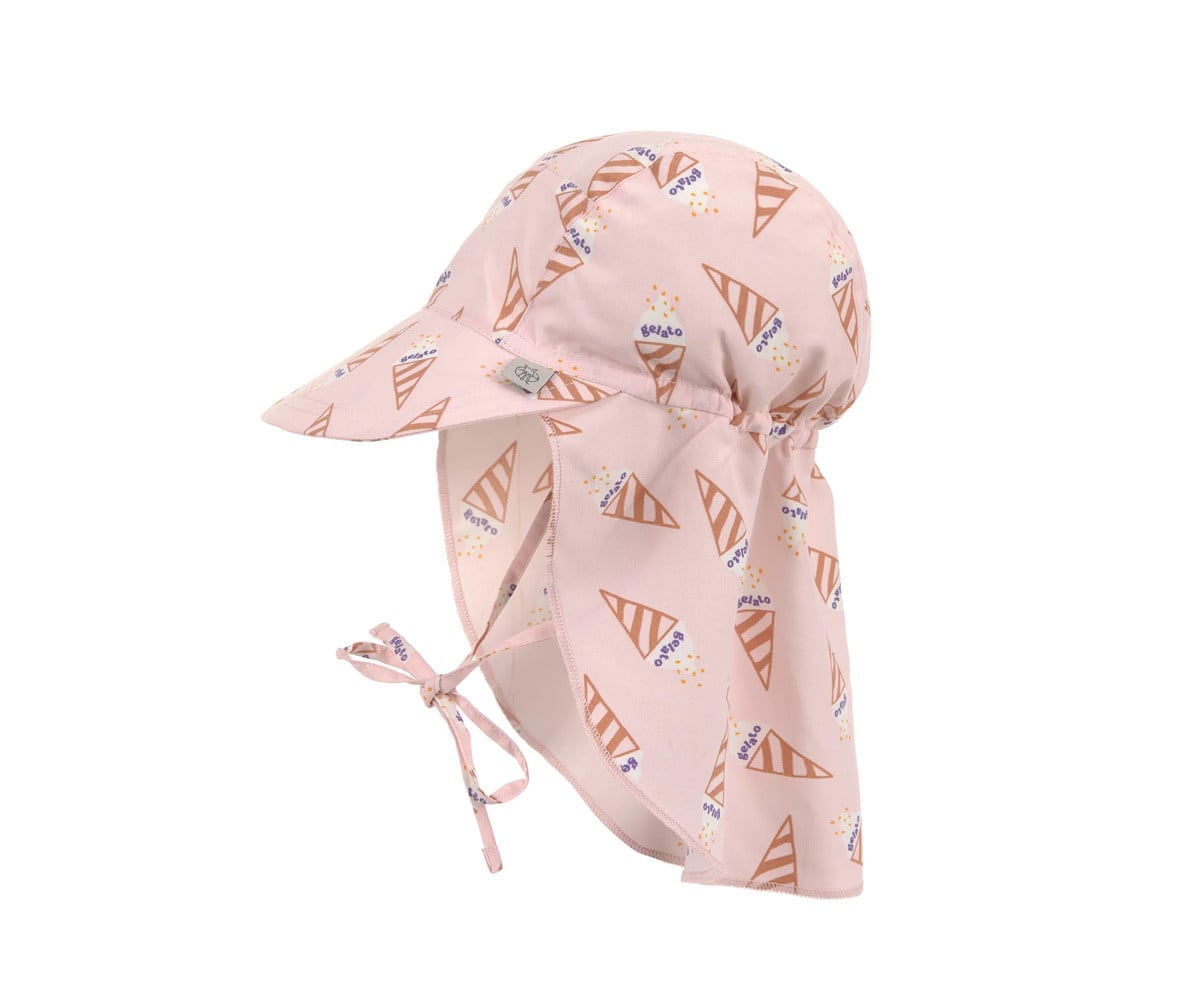 Chapeau de Plage Anti UV Flap Ice Cream Pale Pink