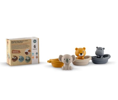 Conjunto de 3 barcos e 3 animais de safári Finger Puppet 