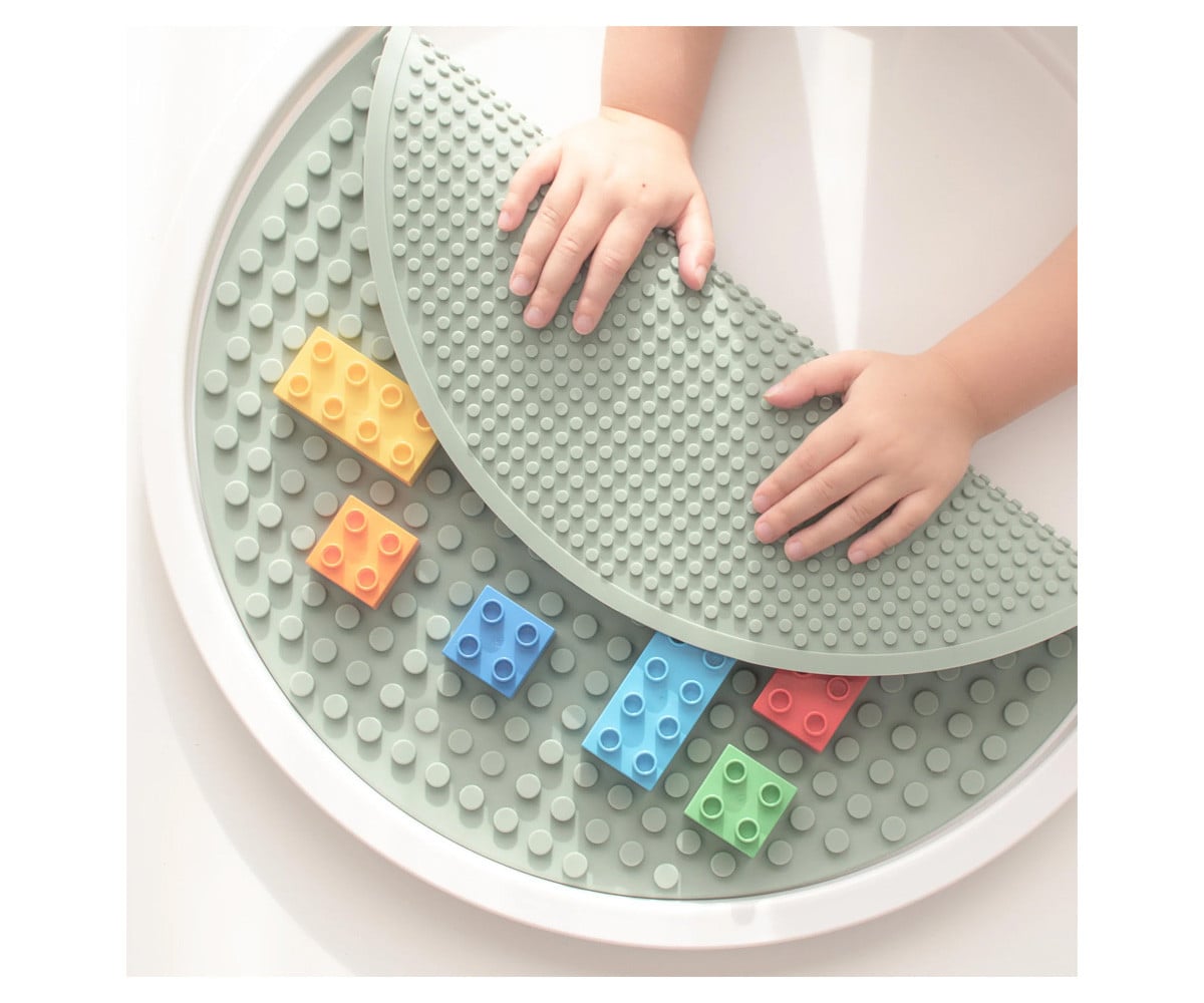 Toalha de mesa reversível verde para blocos de construção