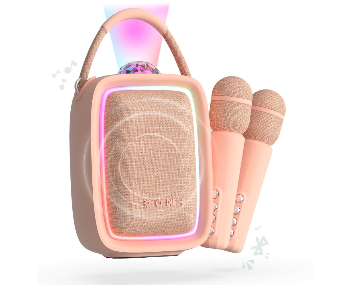 Alto-falante de karaokê Singy Party Rose com luzes LED