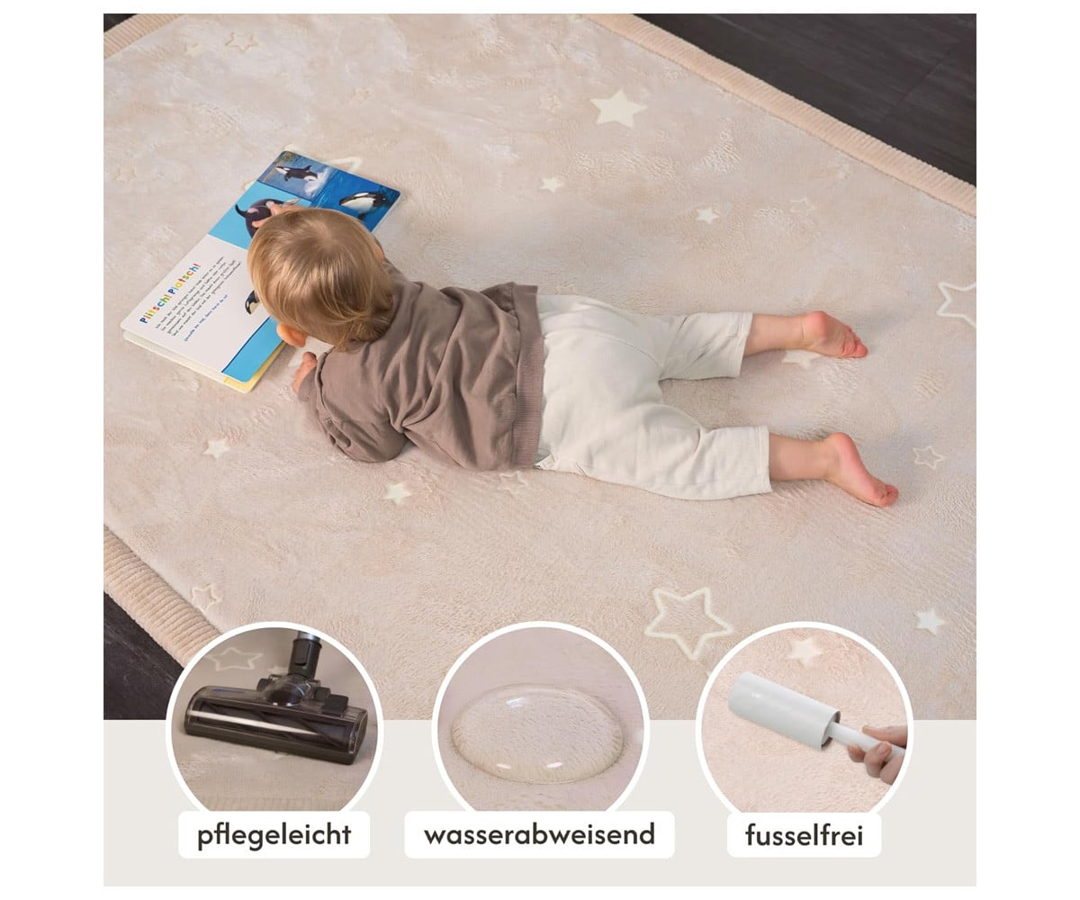 Alfombra Infantil Brilla en la Oscuridad Stars 170 x 120 cm