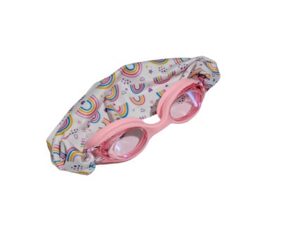 Gafas de Natación Infantiles Rosas con Turbante Arcoiris