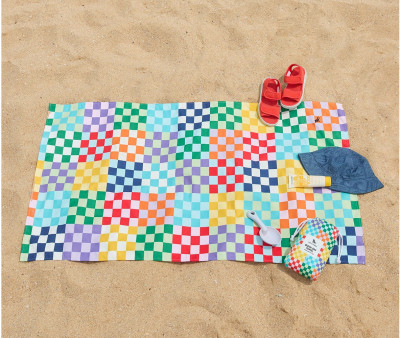 Toalha de Praia Grande em Microfibra Check Me Out Personalizável