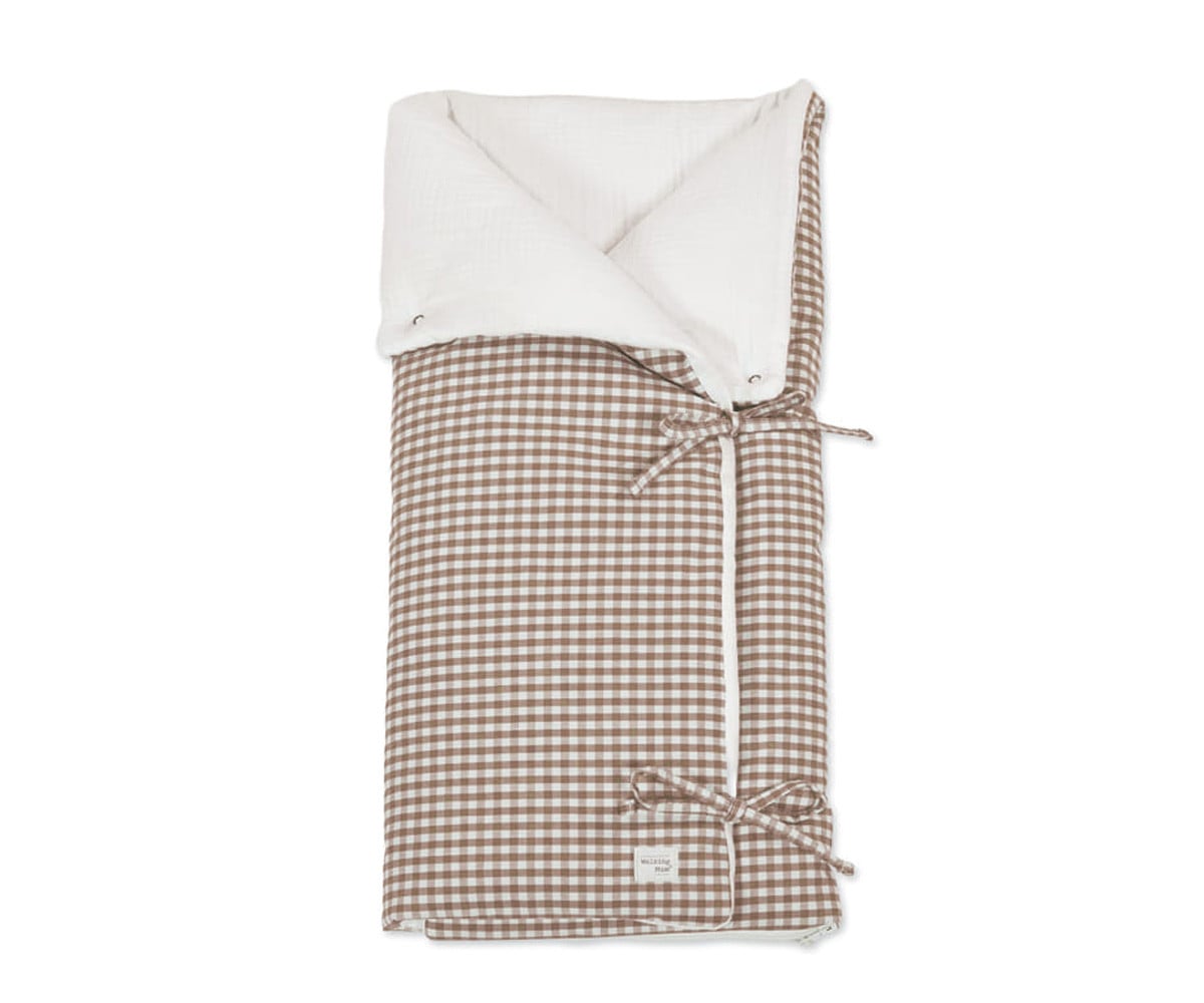 Coperta Avvolgi Bebè Praliné Vichy Moka