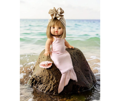 Conjunto de sereia rosa Les P\'tits Déguiz com turbante e concha de pérola rosa