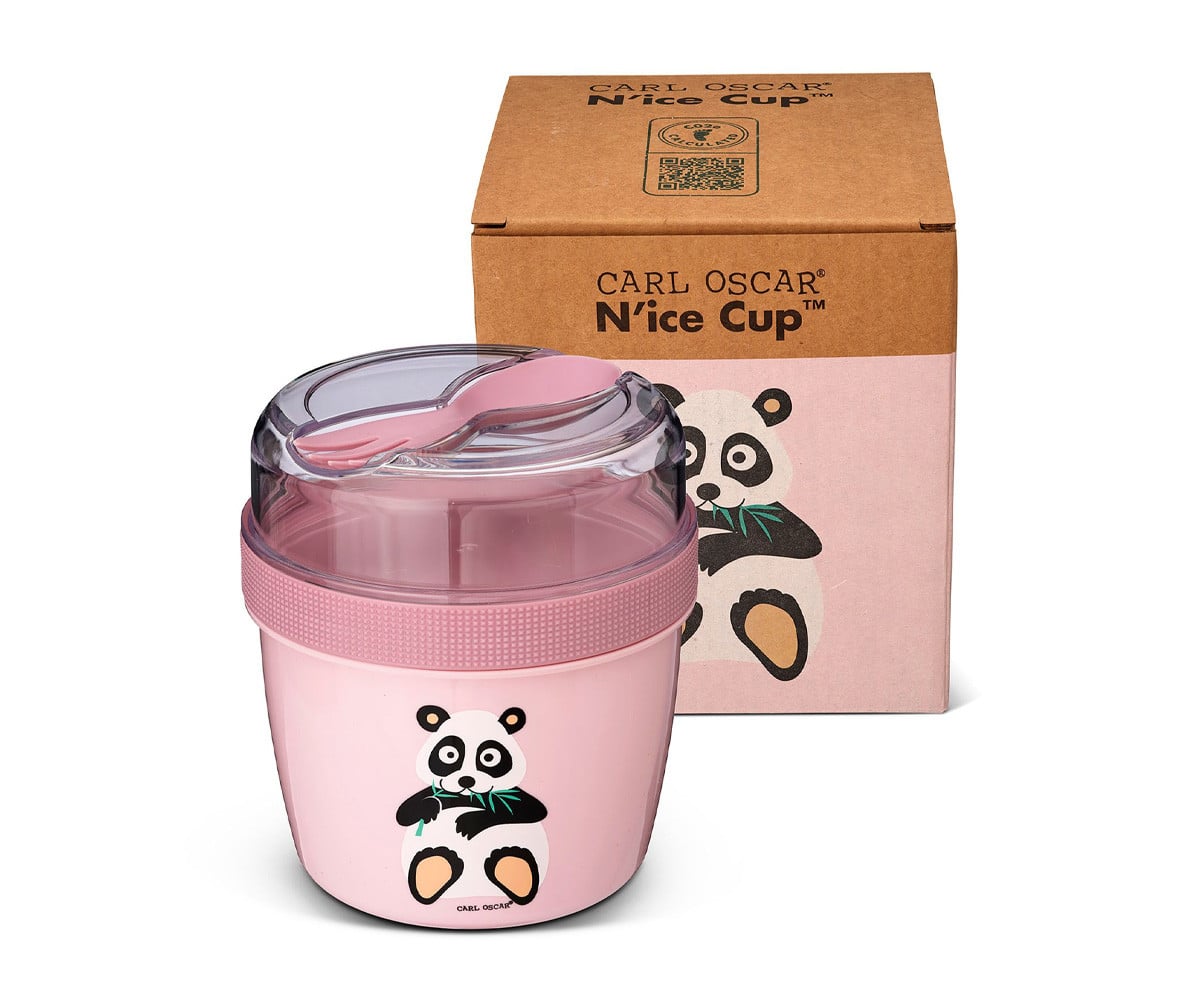 Lancheira Panda Pink Snack N'ice Cup com disco de refrigeração