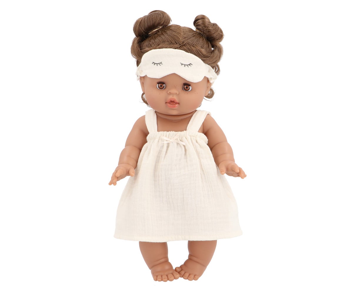 Bambola Gordis Minikane Madeleine Closes Her Eyes with Nightgown and Mask