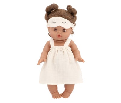 Bambola Gordis Minikane Madeleine Closes Her Eyes with Nightgown and Mask