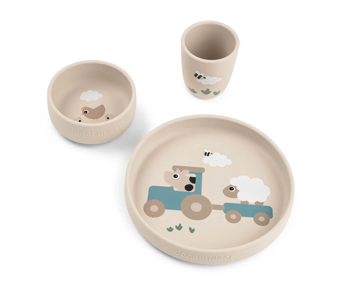 Vajilla Foodie con Ventosa Tiny Farm Sand