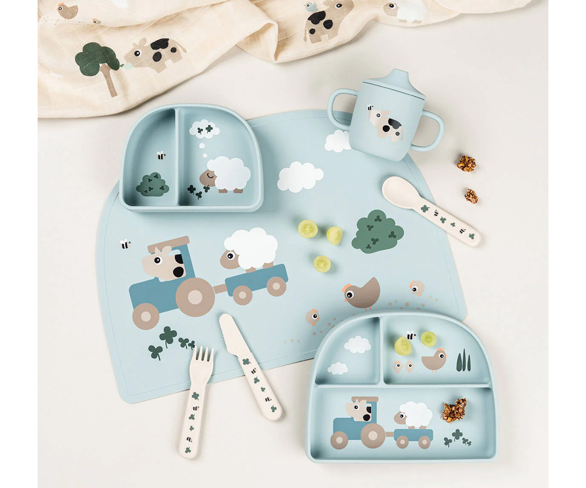 Plato Foodie Compartimentos Tiny Farm Blue