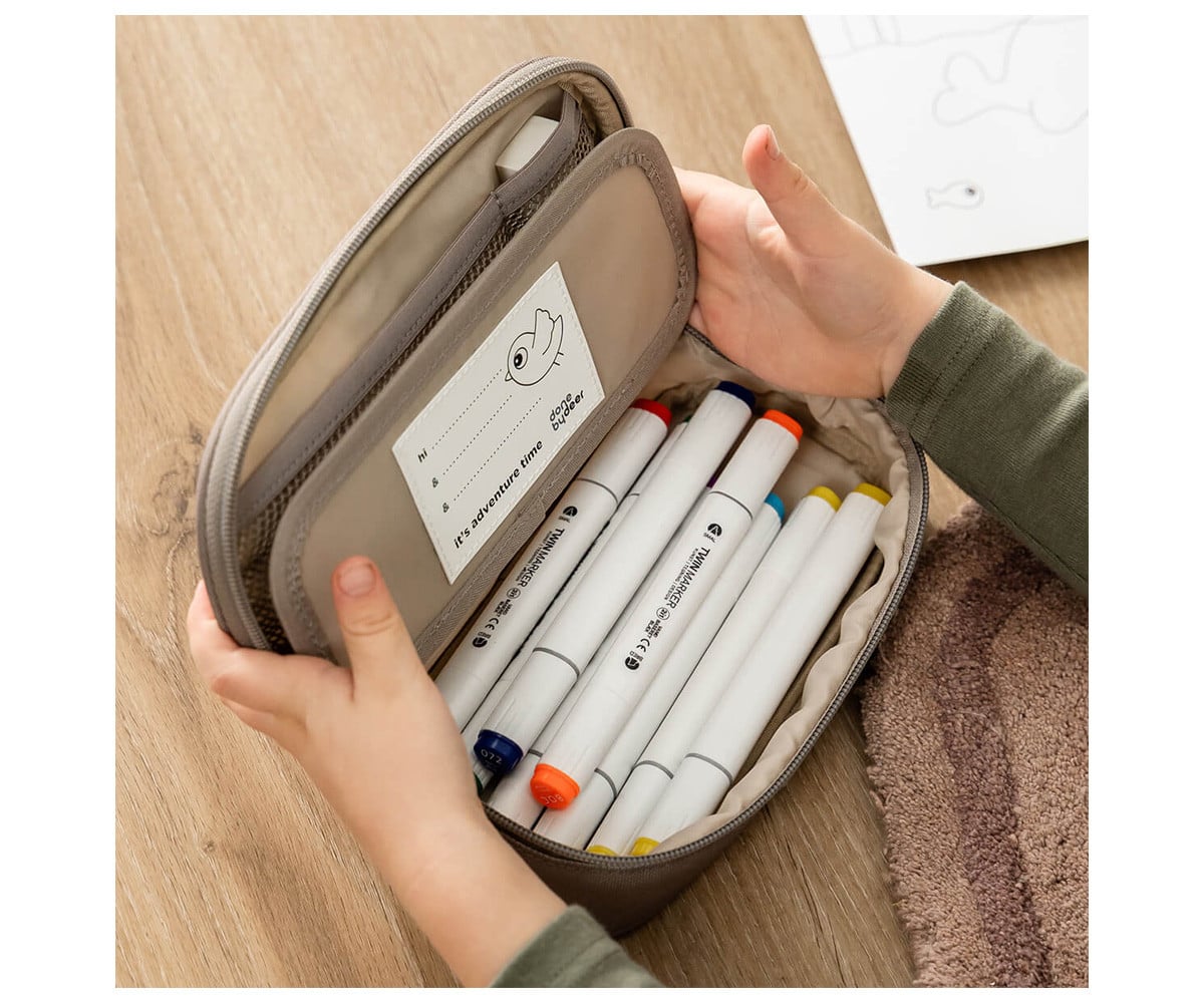 Estuche Escolar 2 Compartimentos Tiny Trails Sand