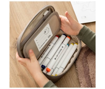 Estuche Escolar 2 Compartimentos Tiny Trails Sand