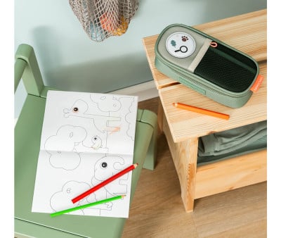 Estuche Escolar 2 Compartimentos Tiny Trails Green