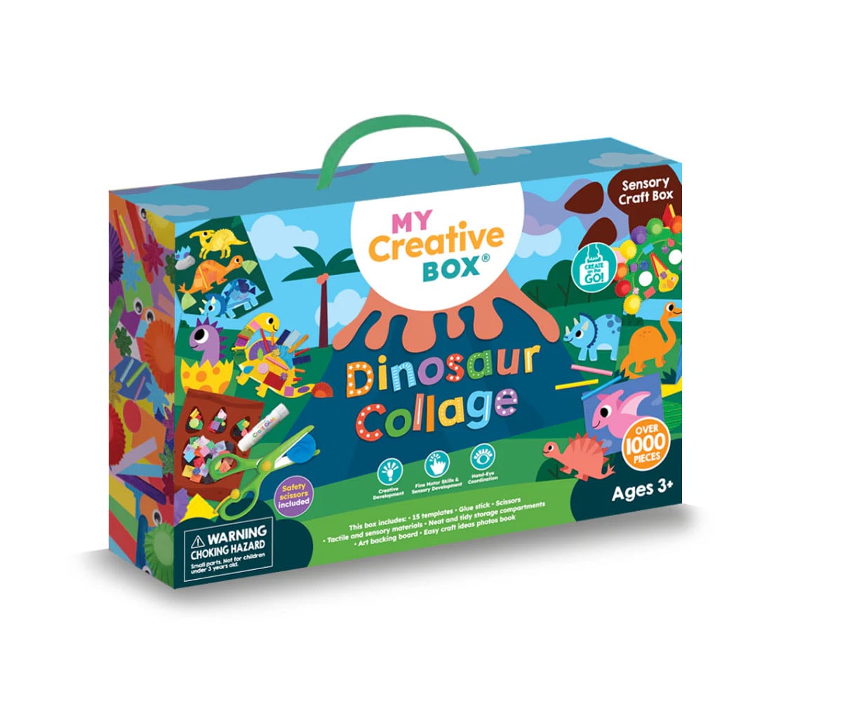 Caja de Actividades Sensoriales con Collage Dinosaur