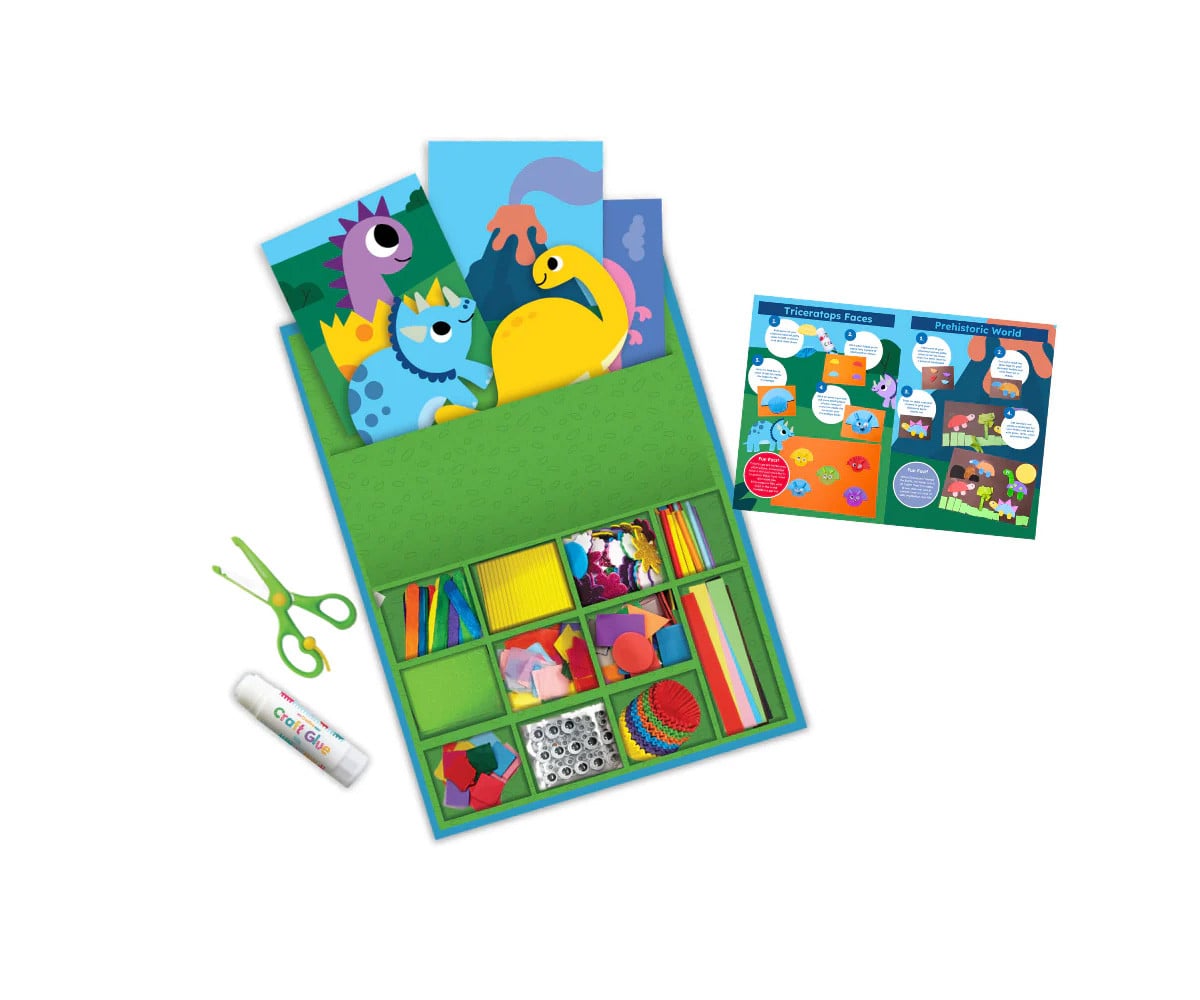 Caja de Actividades Sensoriales con Collage Dinosaur