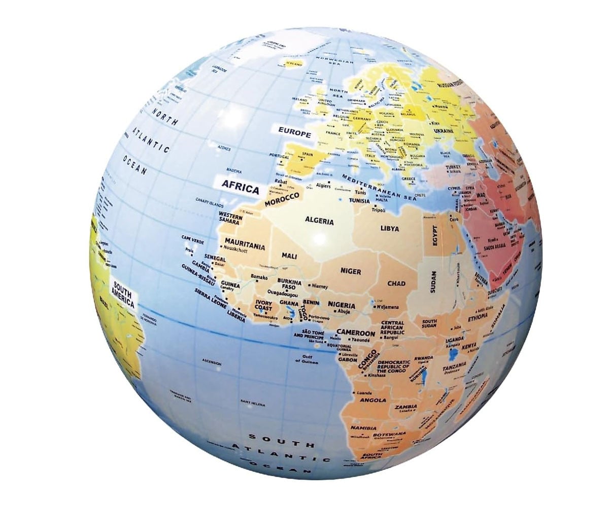 Globo Terráqueo Hinchable 40cm Países y Ciudades