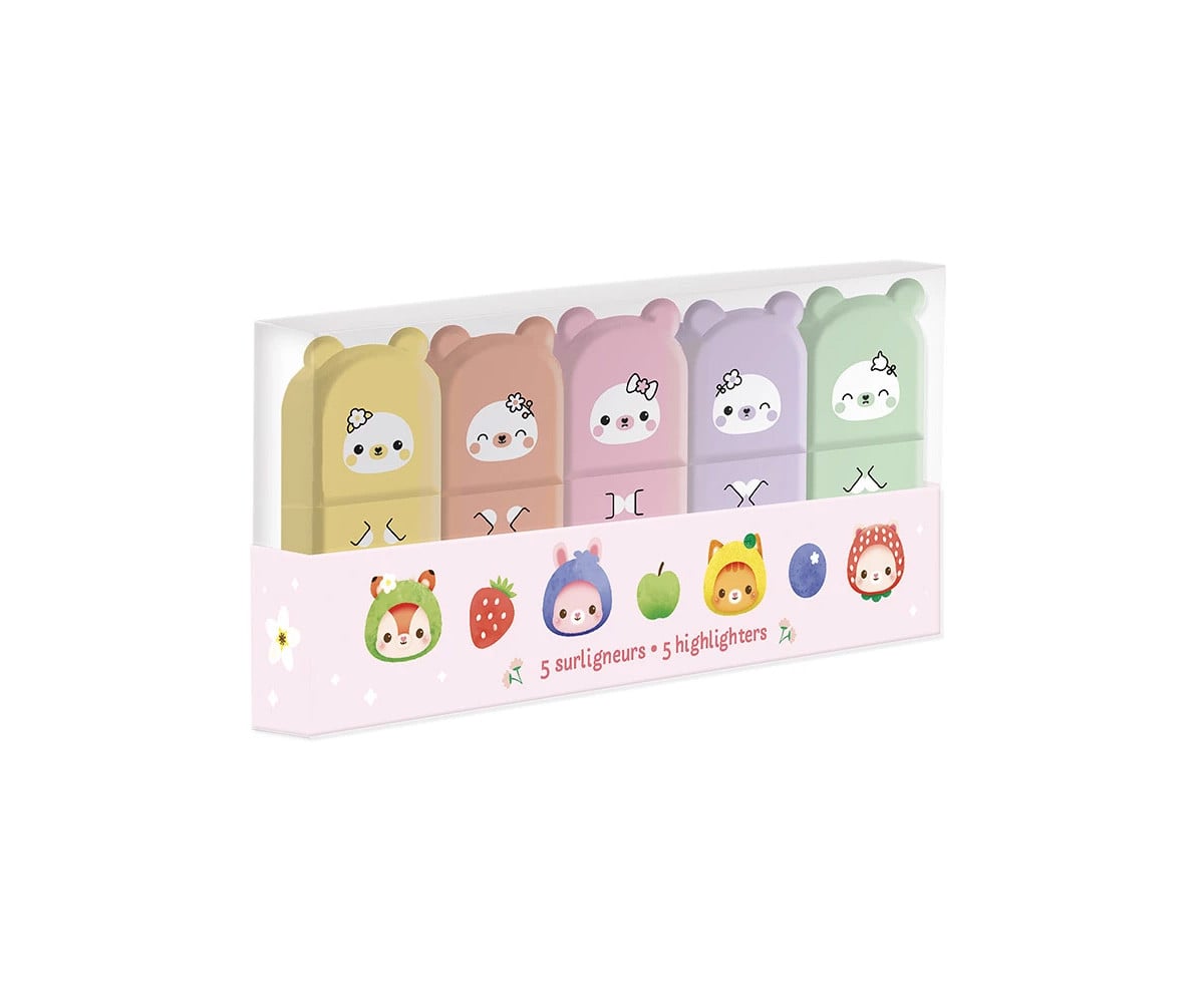 5 Mini Resaltadores Fruits Kawaii