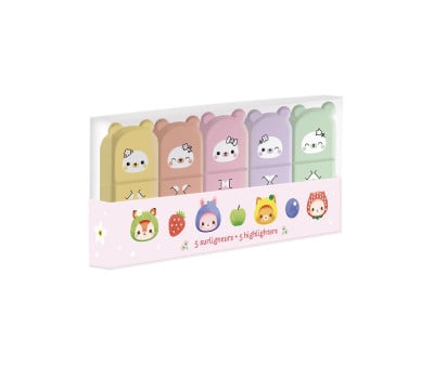 5 Mini Resaltadores Fruits Kawaii