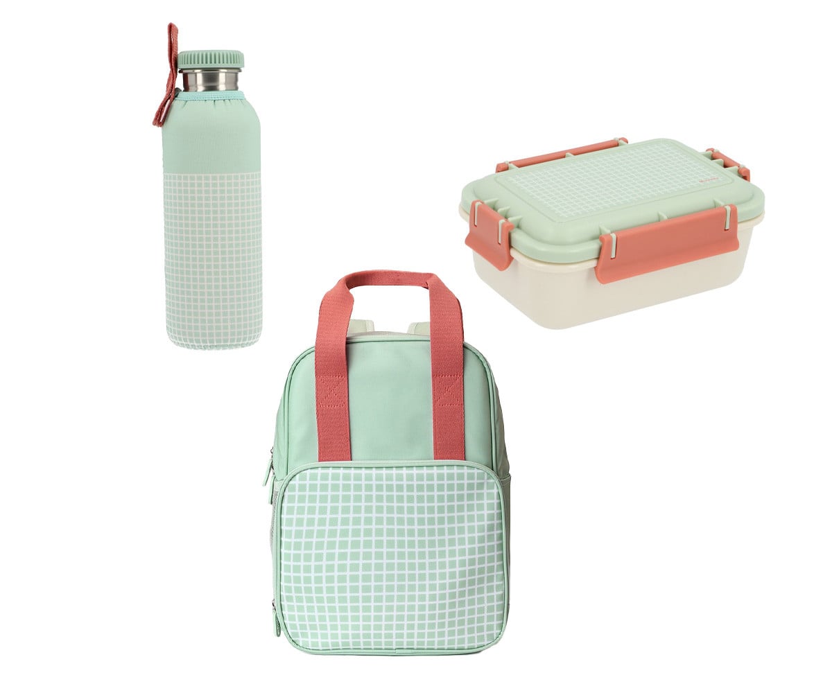 Pack pequeno almoço infantil Personalizável Stripes Sage
