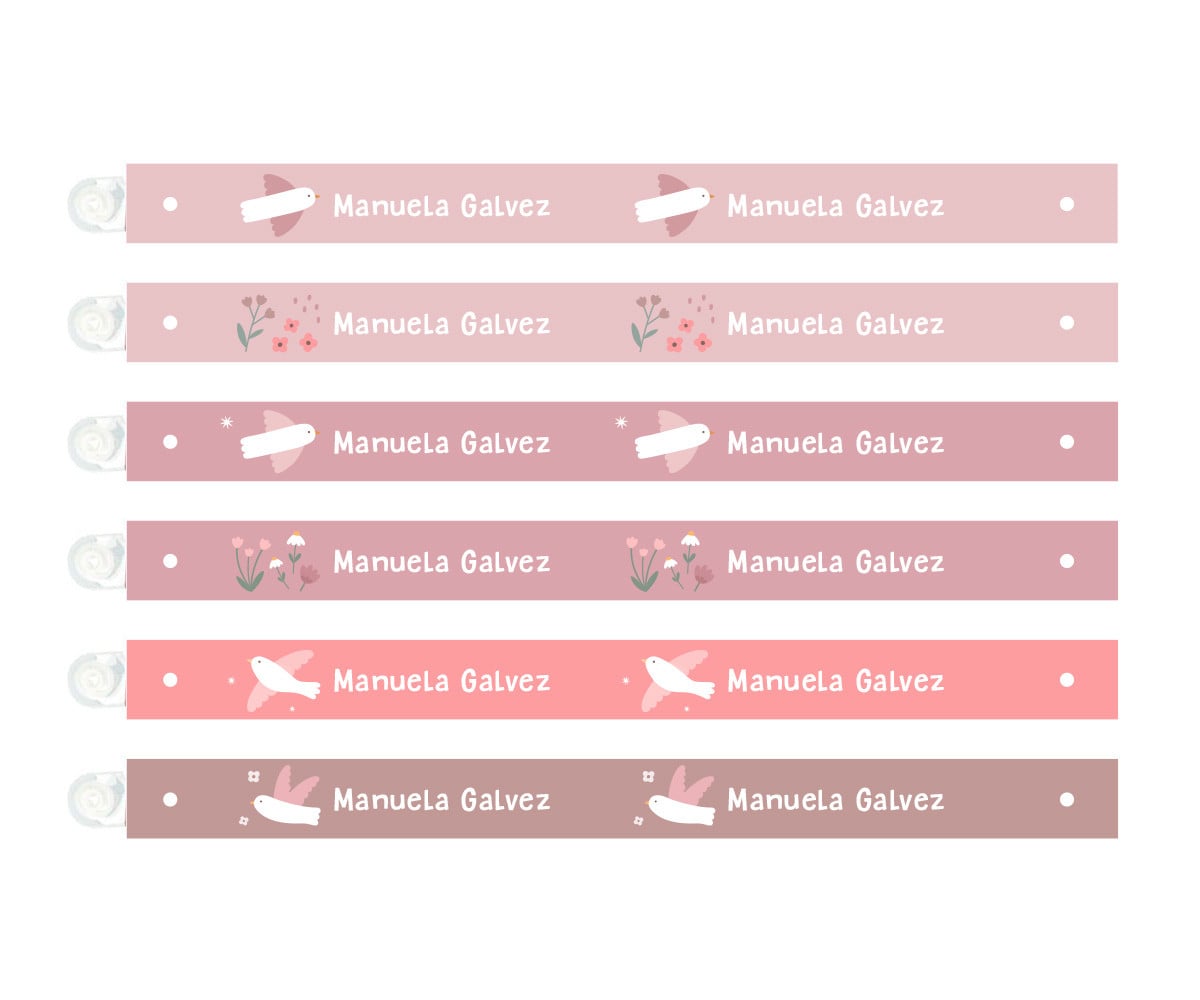 6 Fitas de Pendurar Roupa Personalizáveis Blossom Birds