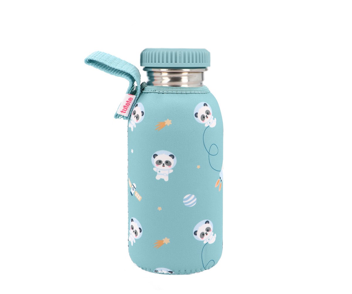 Garrafa de aço personalizável com forro 500 ml Pandas In Space